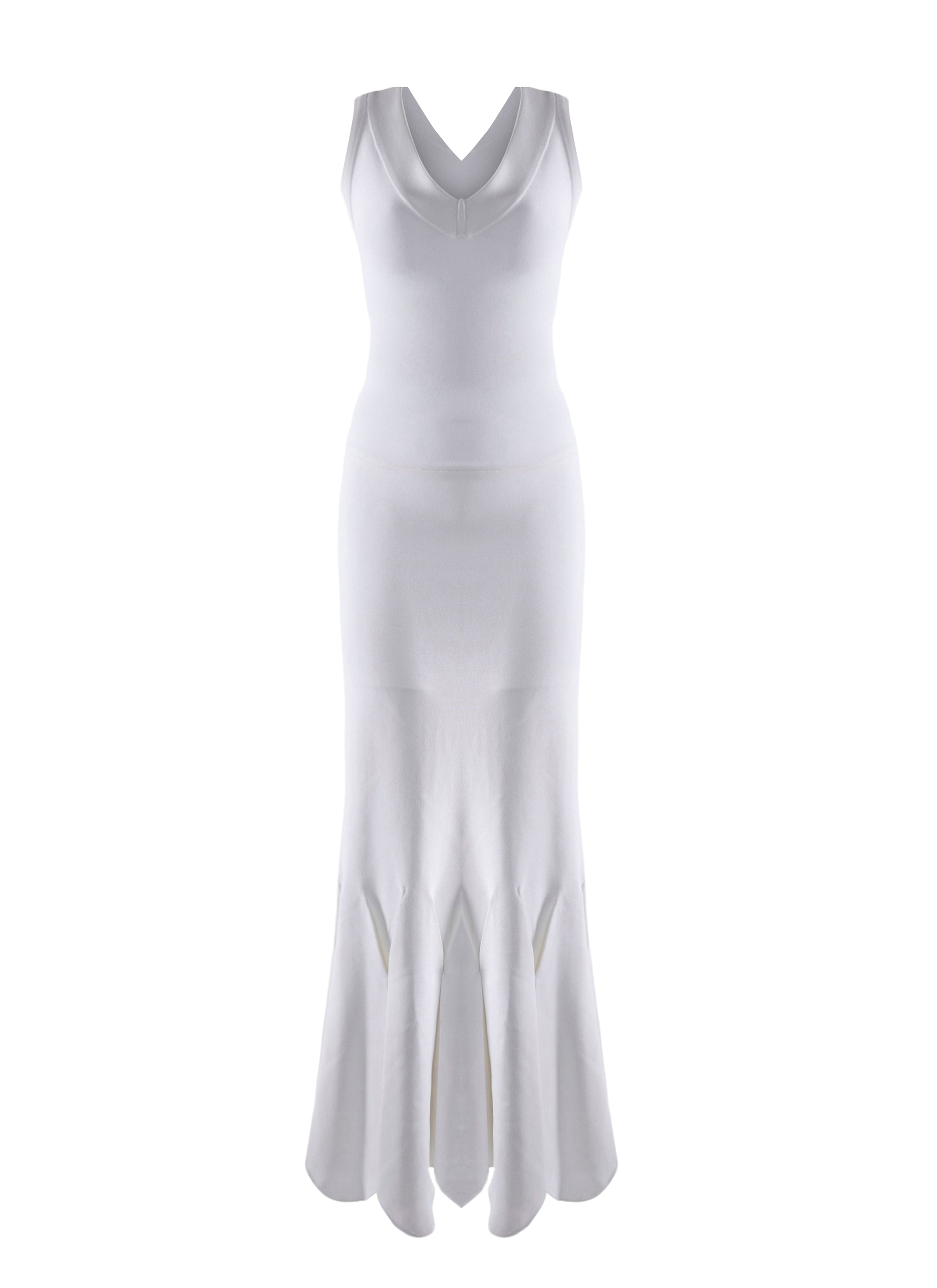 V-neck sleeveless dress - White