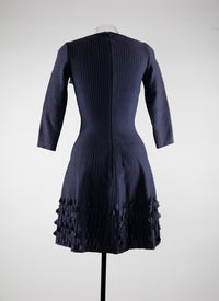 3/4 sleeves dress with embossed details - Cobalt