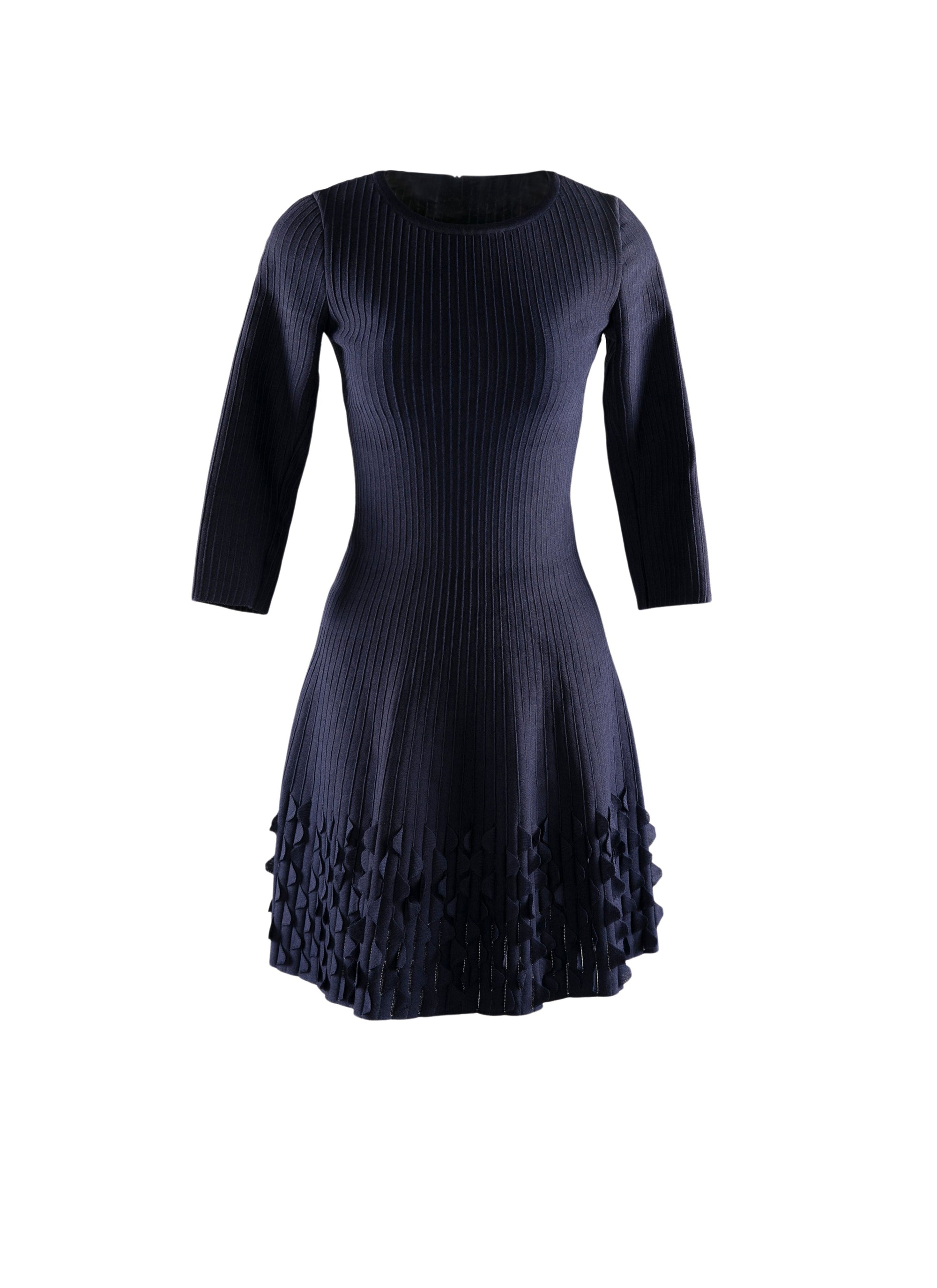 3/4 sleeves dress with embossed details - Cobalt