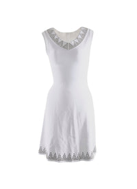 Sleeveless silver v-neck dress - White