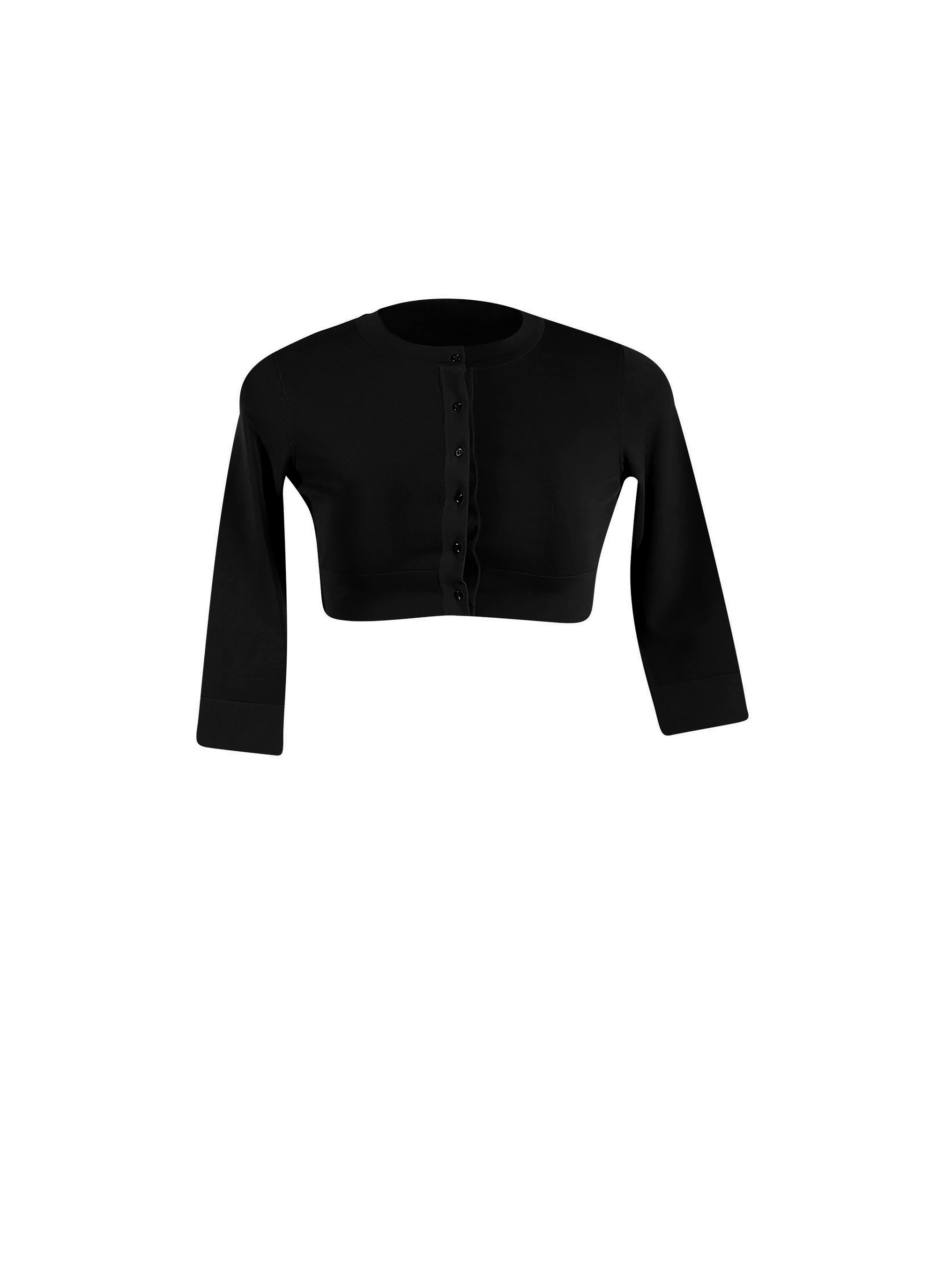 Long-sleeved knitted button-down cardigan - Ebony Black