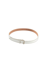 Very thin studded leather belt - Optic White