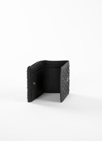 Compact leather press stud wallet - Black intense