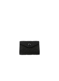Compact leather press stud wallet - Black intense