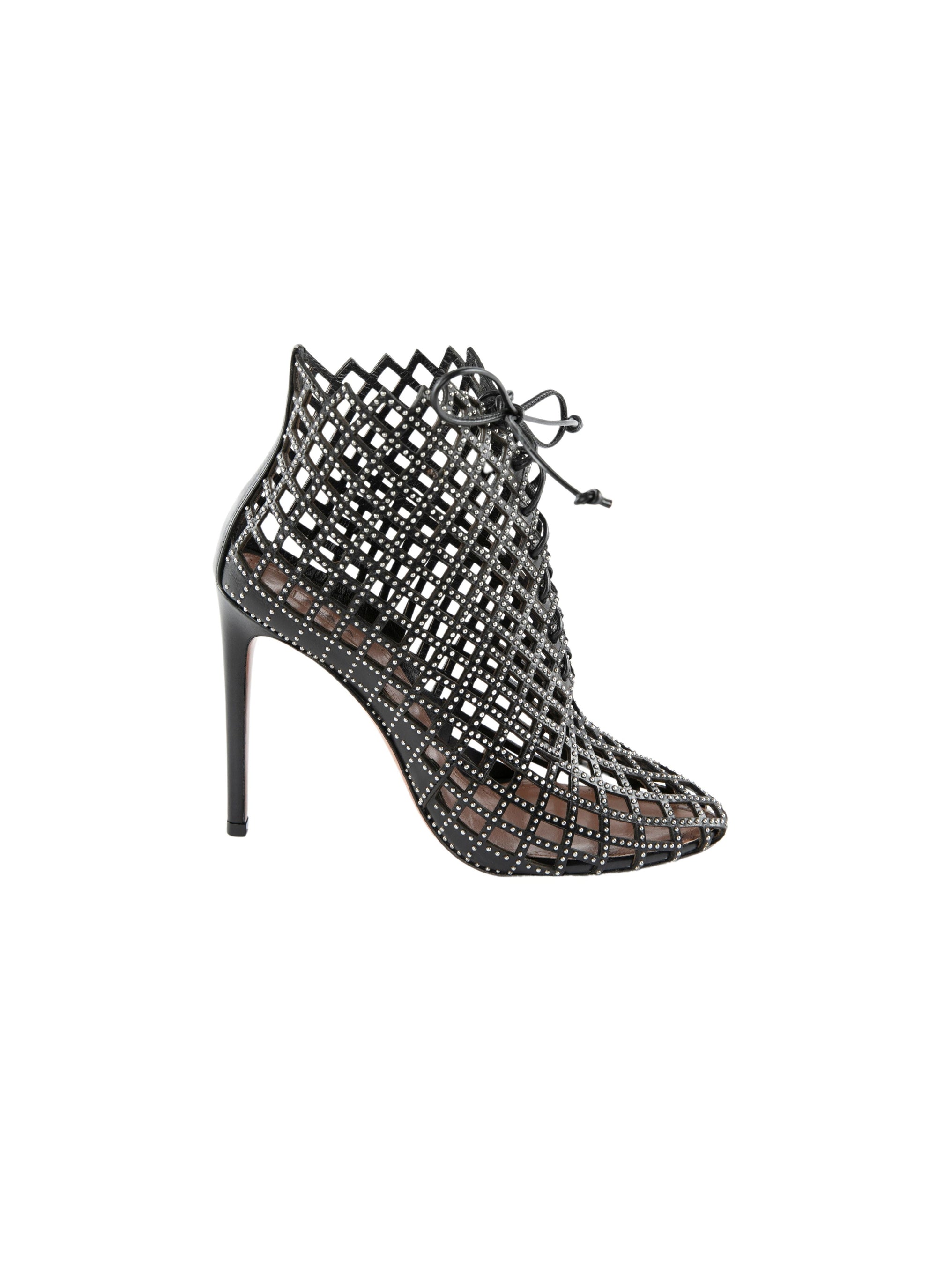 110 leather ankle boots studded detail - Black intense