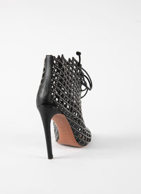 110 leather ankle boots studded detail - Black intense