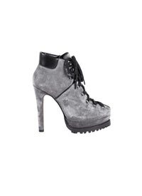 Platform boots in velvet - Pewter