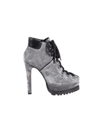 165 platform ankle boots in leather - Pewter