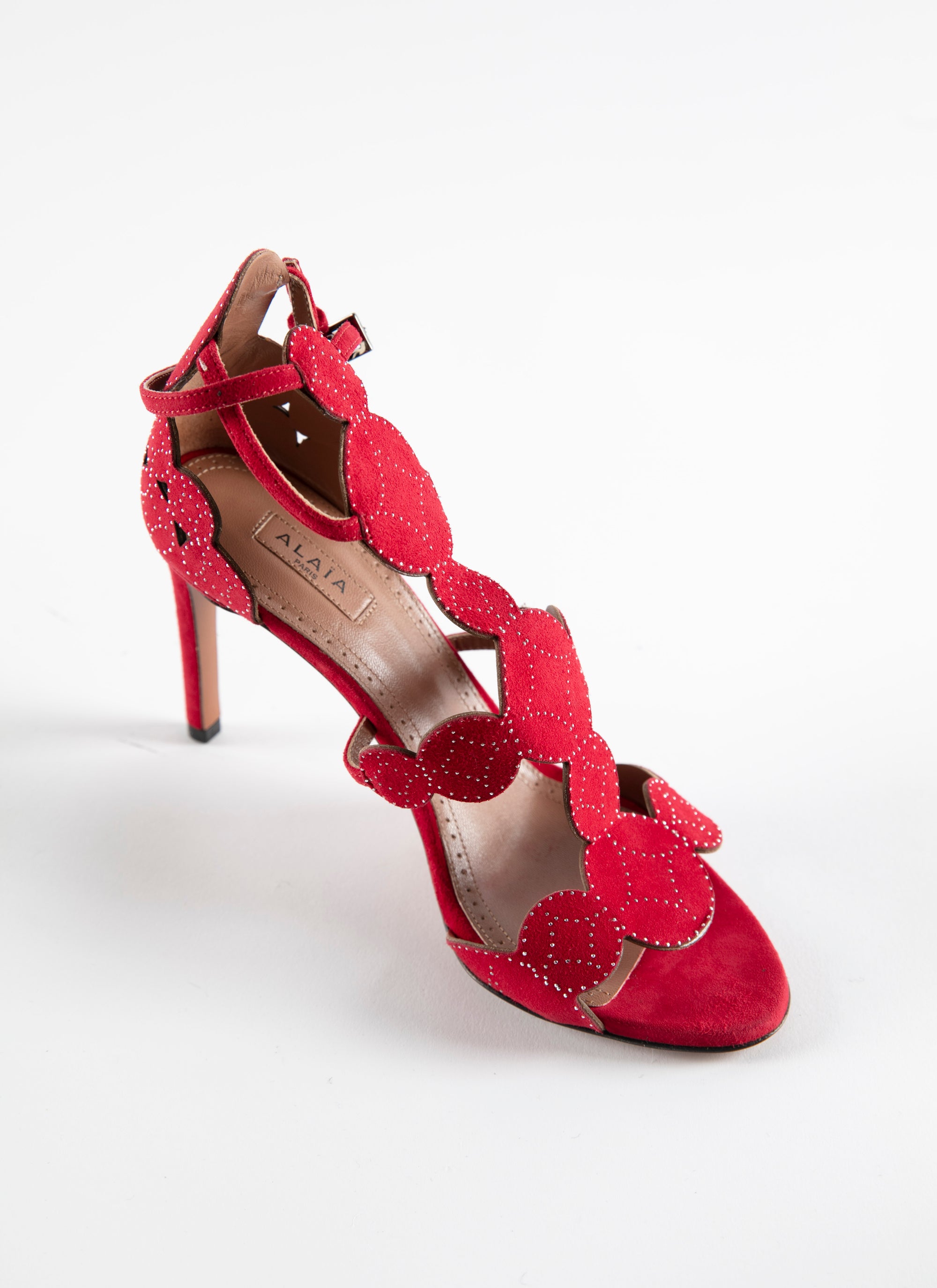 90 sandals with leather circle straps - Lacquer