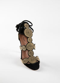 Sandales 110 brides cercle raphia en cuir - Noir & Or