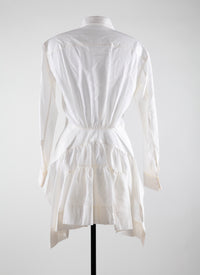 Wool basque long shirt - White iridescent