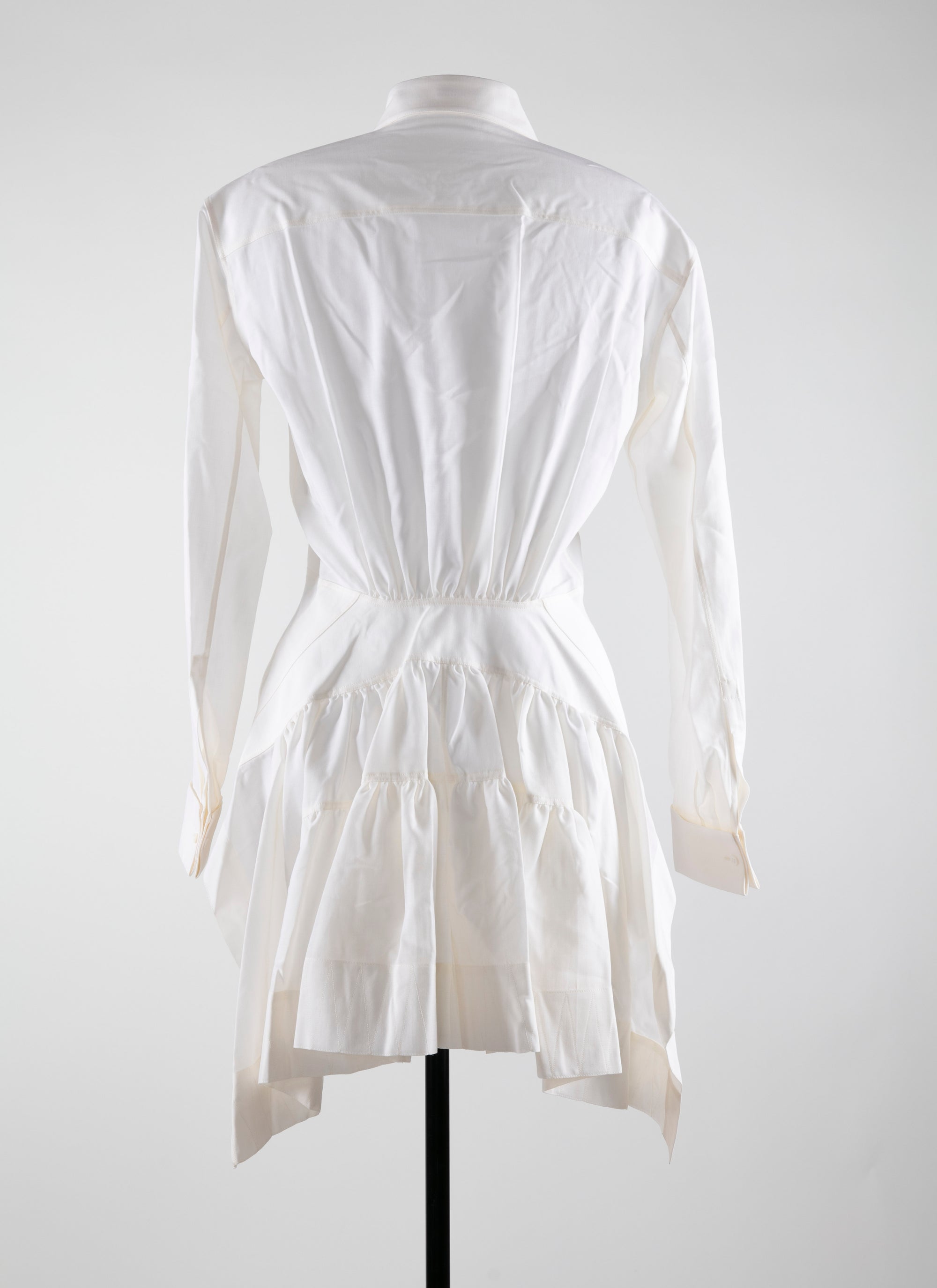 Wool basque long shirt - White iridescent