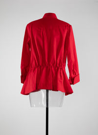 Basque shirt with drawstring knot in wool - Red