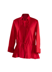 Basque shirt with drawstring knot in wool - Red
