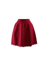 Jupe courte taille ajustée contrastée - Rouge & Noir