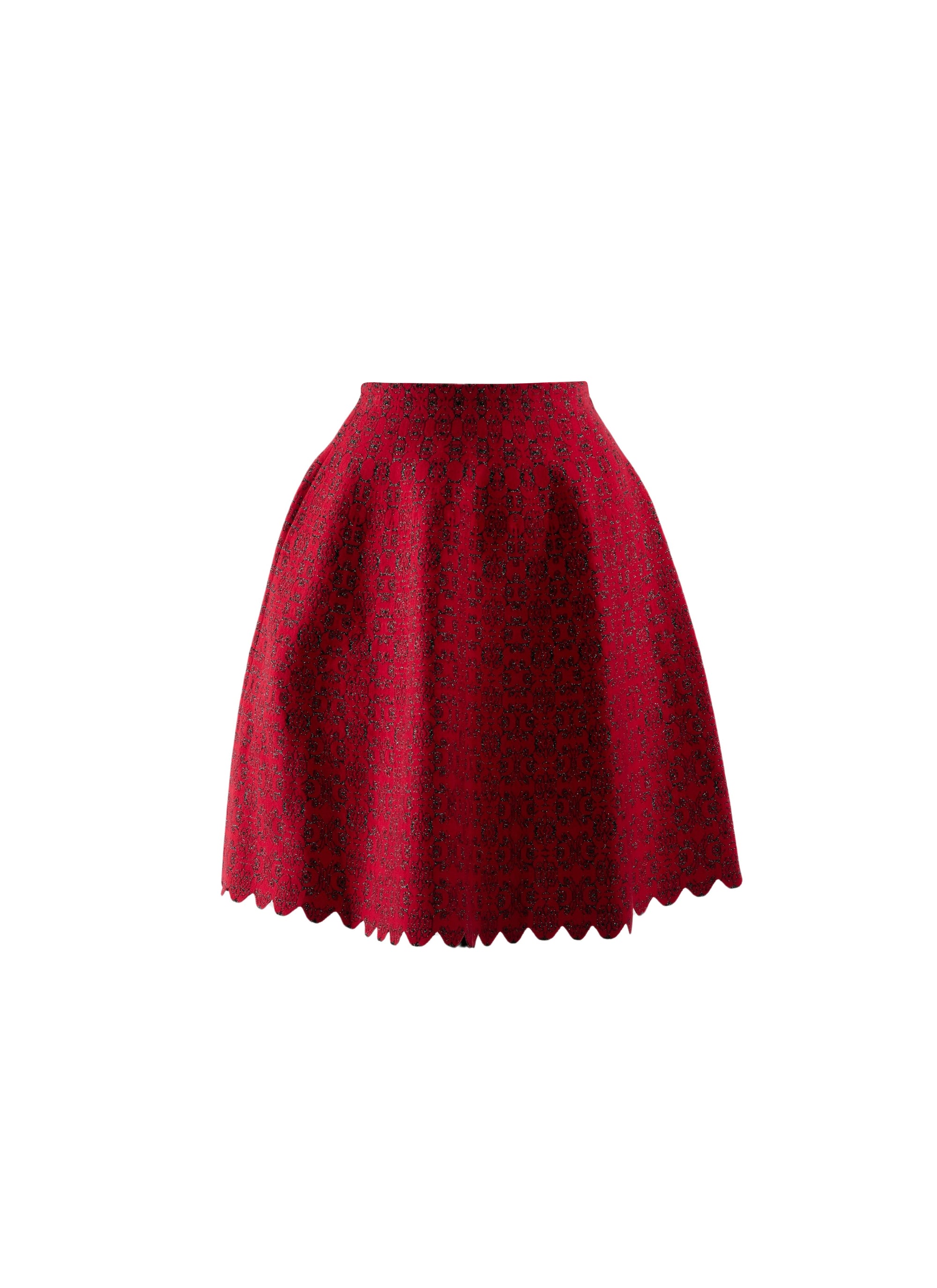 Jupe courte taille ajustée contrastée - Rouge & Noir