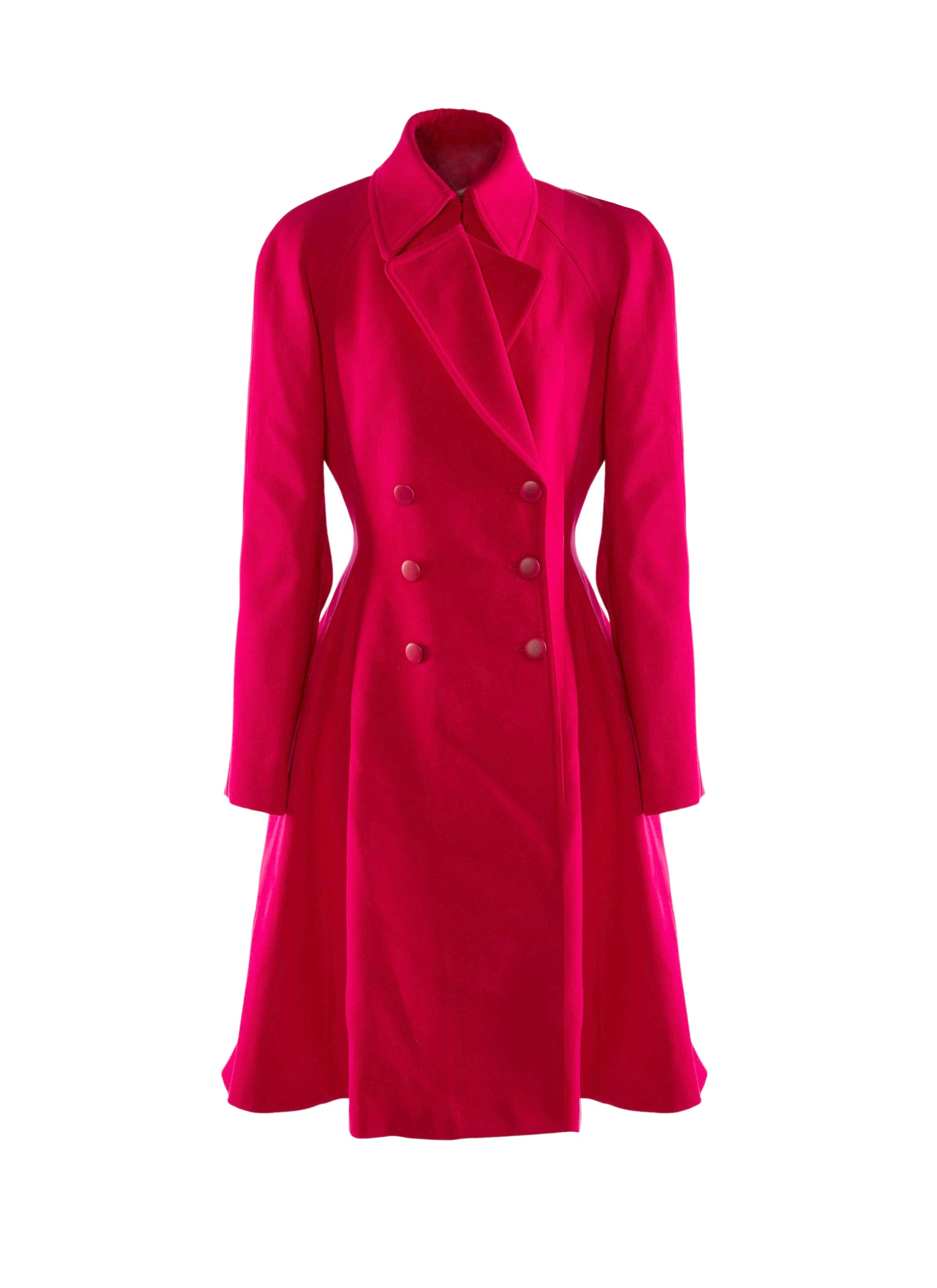 Manteau cintré en laine - Magenta