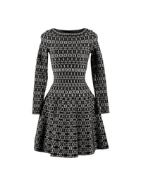 Long-sleeved knitted Alhambra dress - Black & White