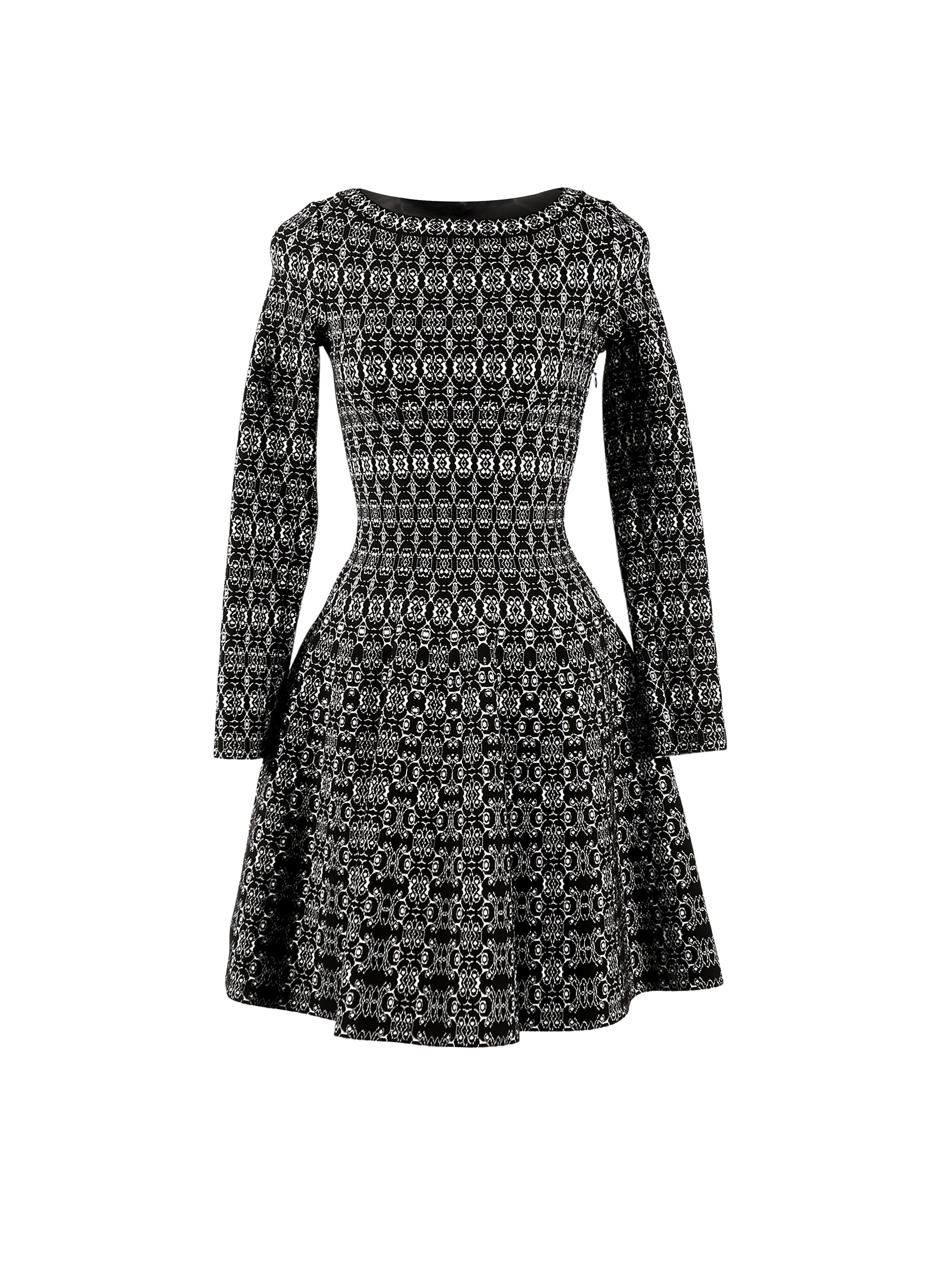 Long-sleeved knitted Alhambra dress - Black & White