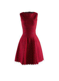 Sleeveless flared dress with boat neck - Black & Red