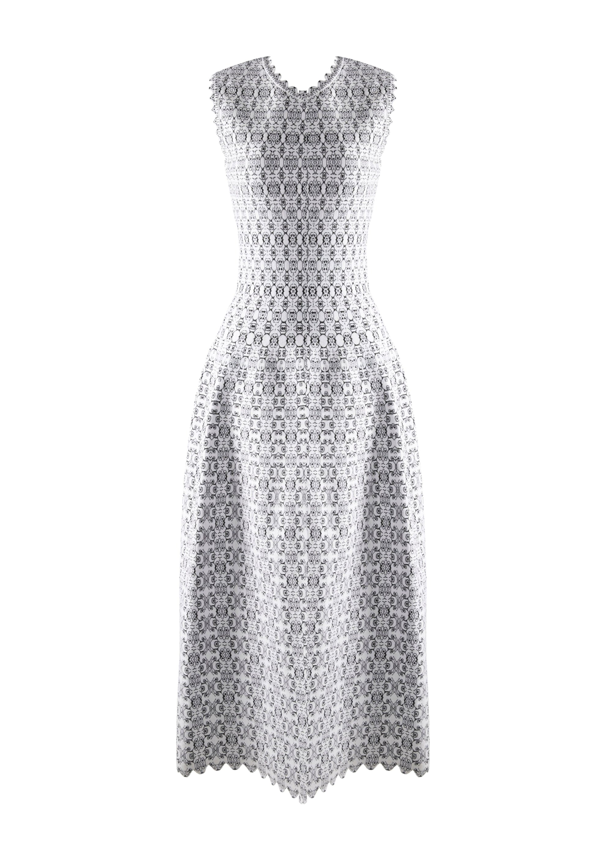 V-neck sleeveless dress - White & Black