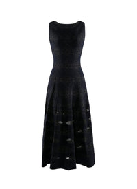 Sleeveless dress with sheer detail in wool - Night