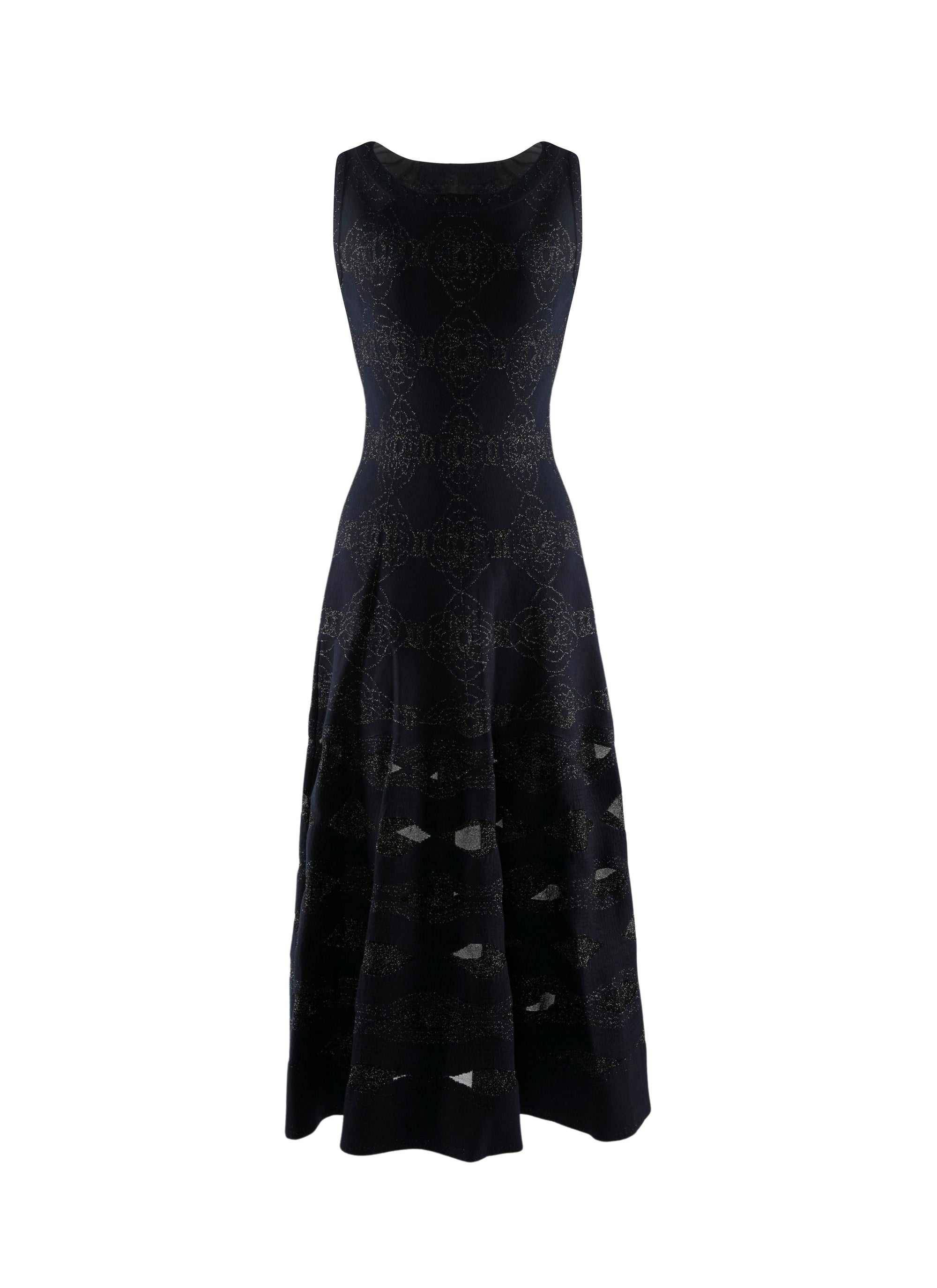Sleeveless dress with sheer detail in wool - Night