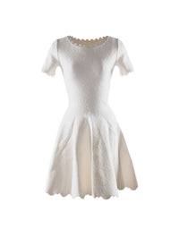 Eden short-sleeved dress in wool - Pearly White