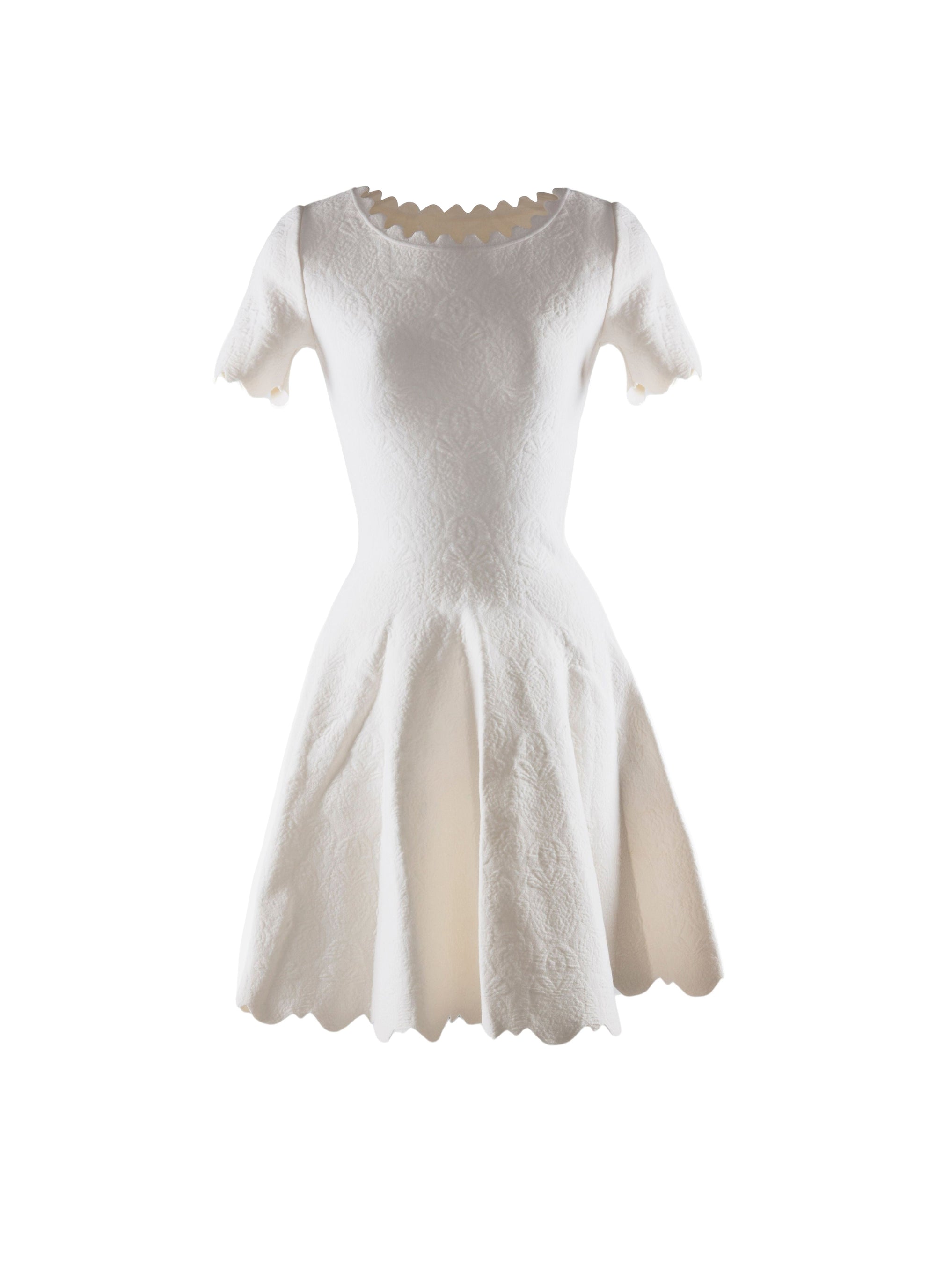 Eden short-sleeved dress in wool - Pearly White