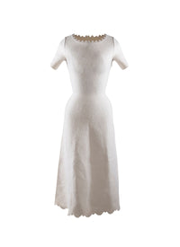 Eden short-sleeved dress in wool - White pearl