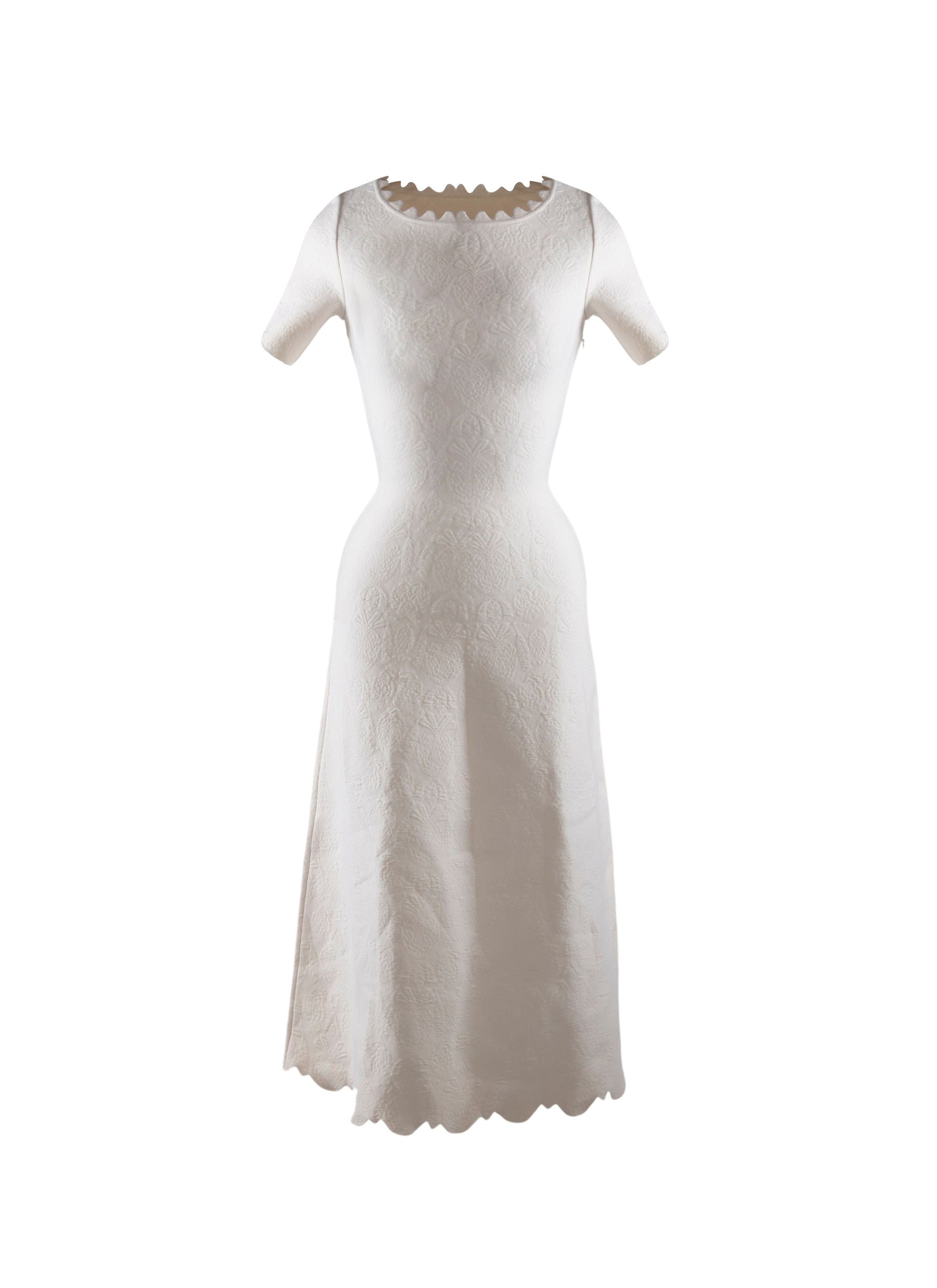 Eden short-sleeved dress in wool - White pearl