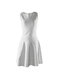 Sleeveless dress with scalloped neckline - White iridescent