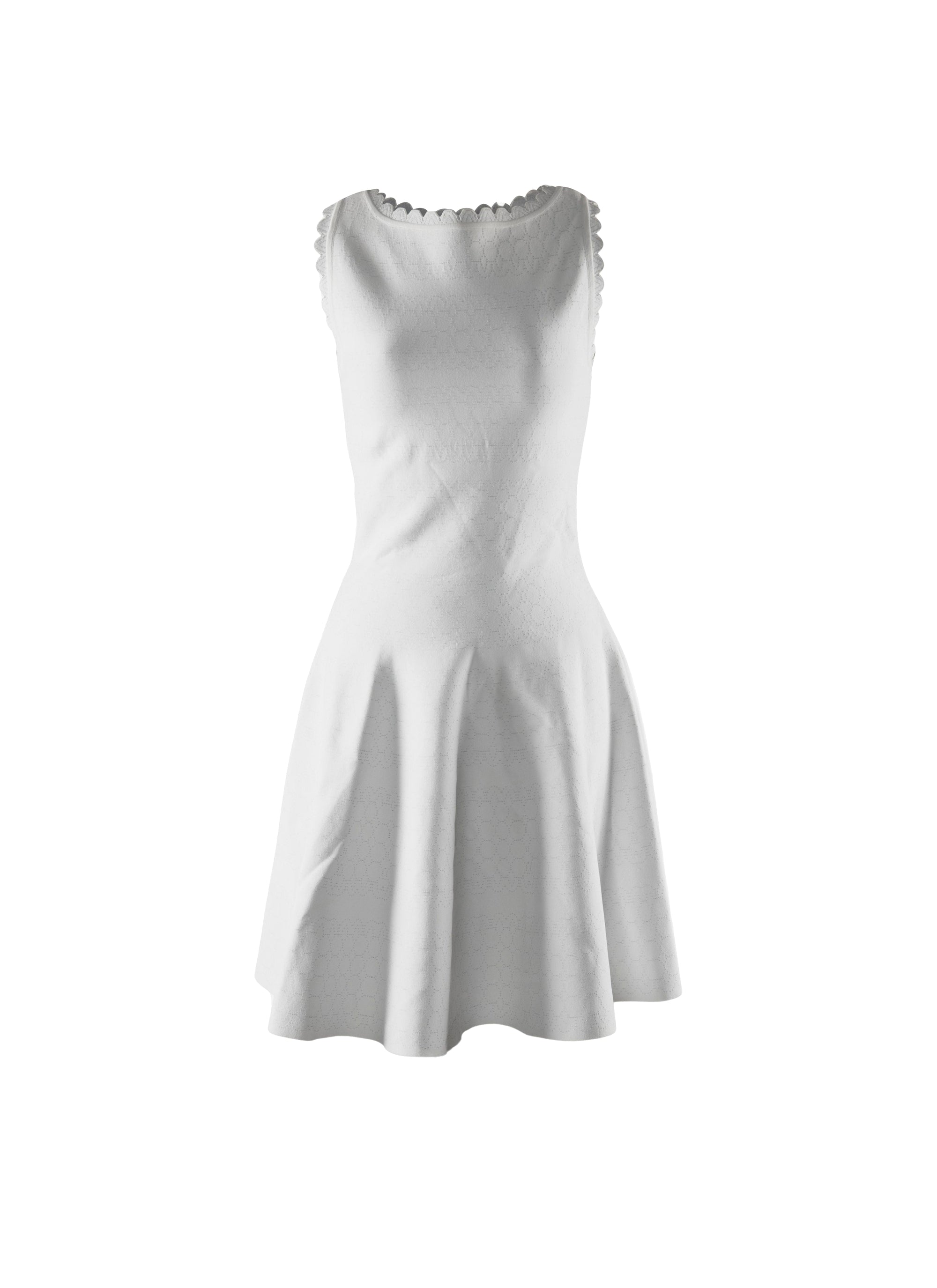 Sleeveless dress with scalloped neckline - White iridescent