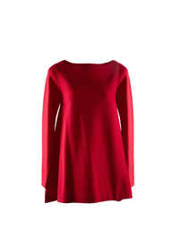 Long-sleeved flowing wool v-neck jumper - Red