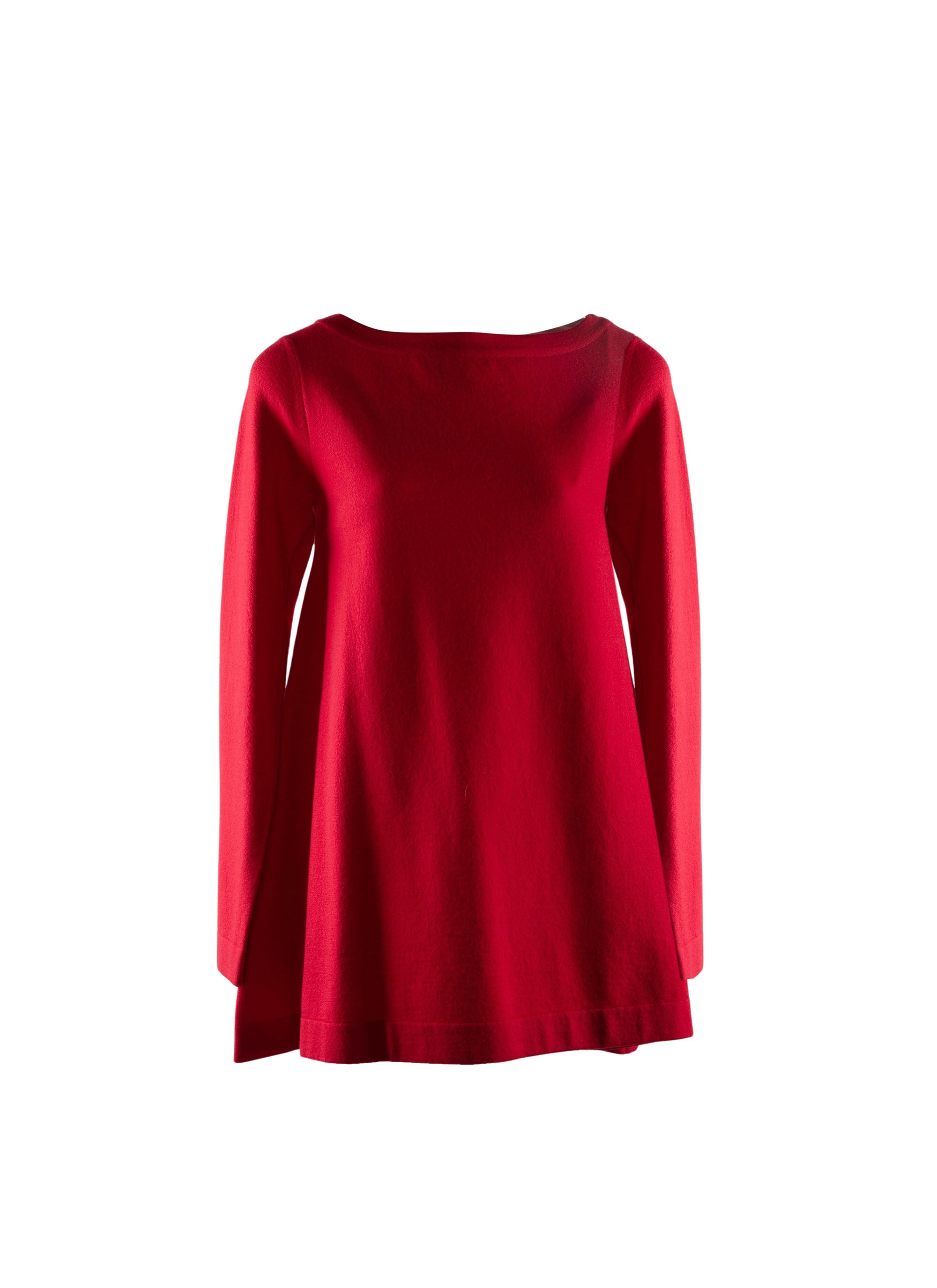 Long-sleeved flowing wool v-neck jumper - Red