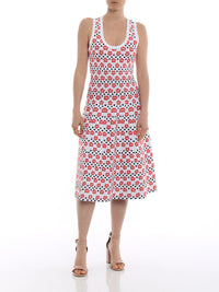 Sleeveless Mini-Orchid Mesh Dress - White & Red