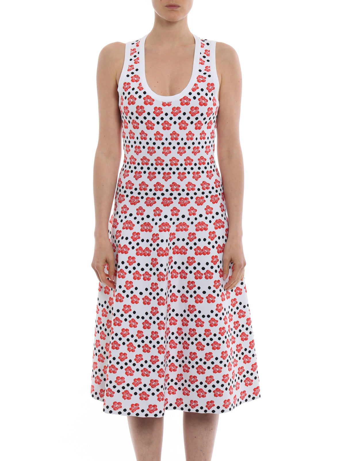 Mesh Orchid Mini sleeveless dress - White & Red