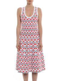 Sleeveless Mini-Orchid Mesh Dress - White & Red