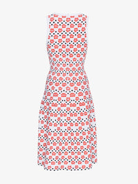 Sleeveless Mini-Orchid Mesh Dress - White & Red