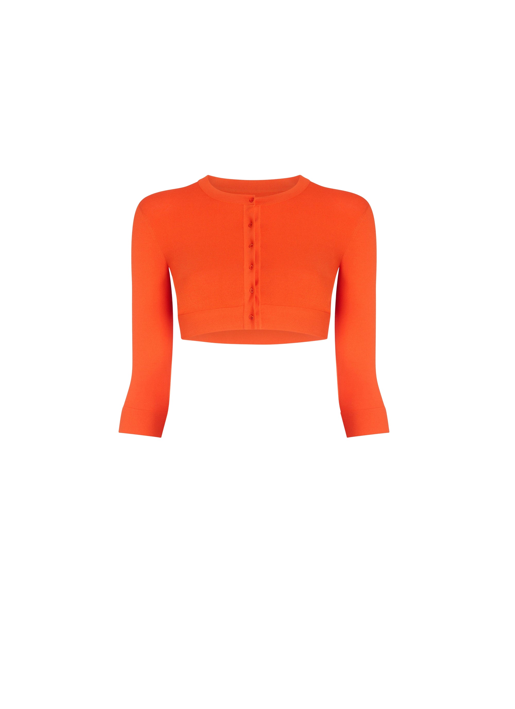 Cardigan court à manches longues en maille - Orange Sanguine