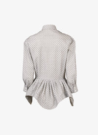Chemise à motif arabesque en laine - Blanc & Noir