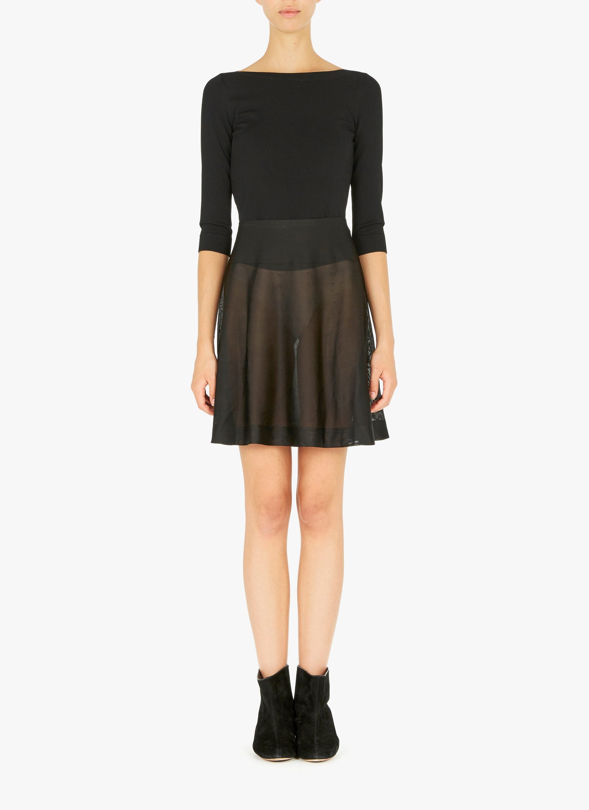 Sheer plain short skirt - Intense Black