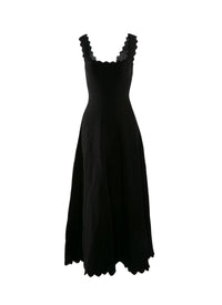 Dress with scalloped straps and hem - Black intense