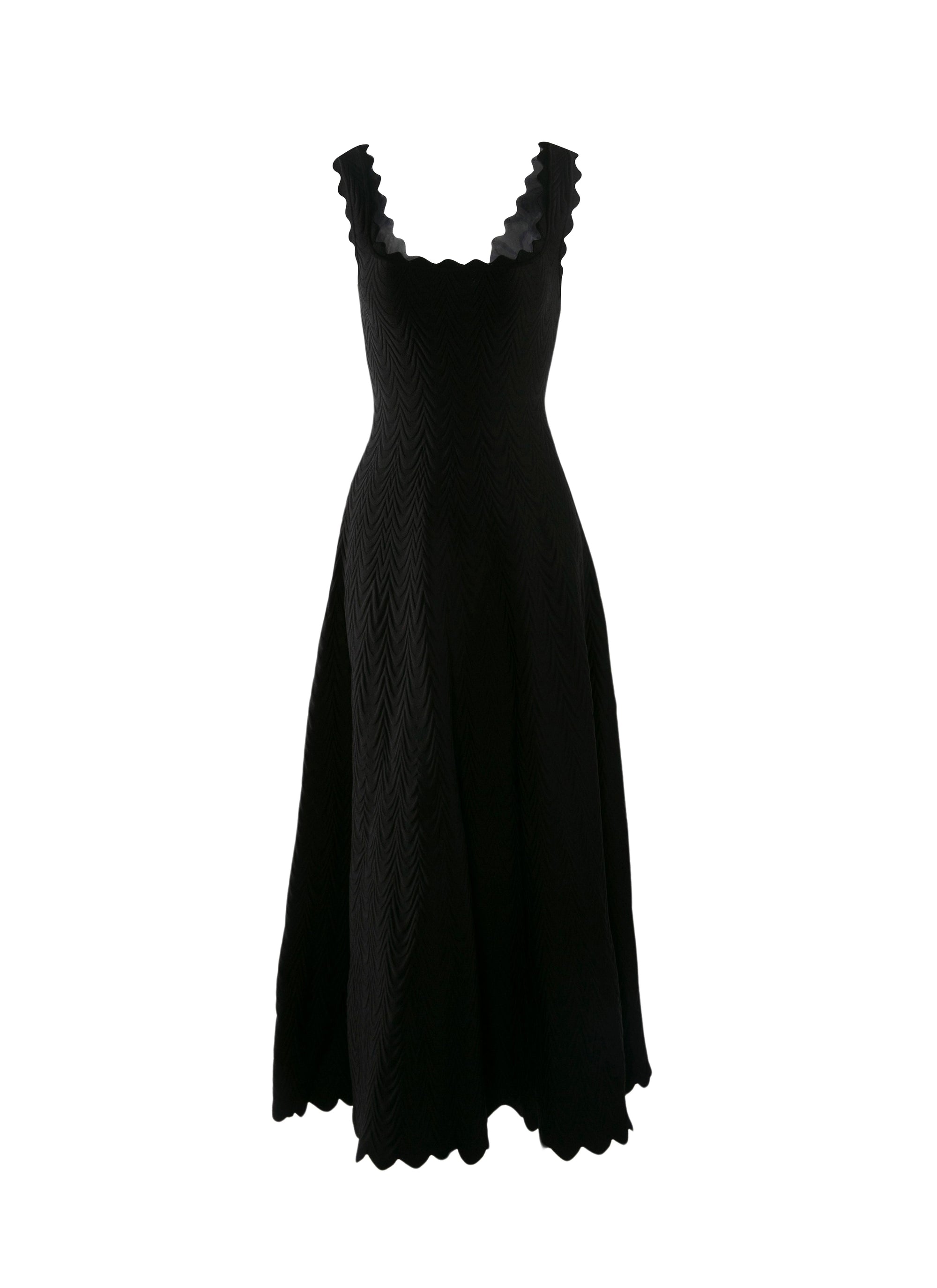 Dress with scalloped straps and hem - Black intense