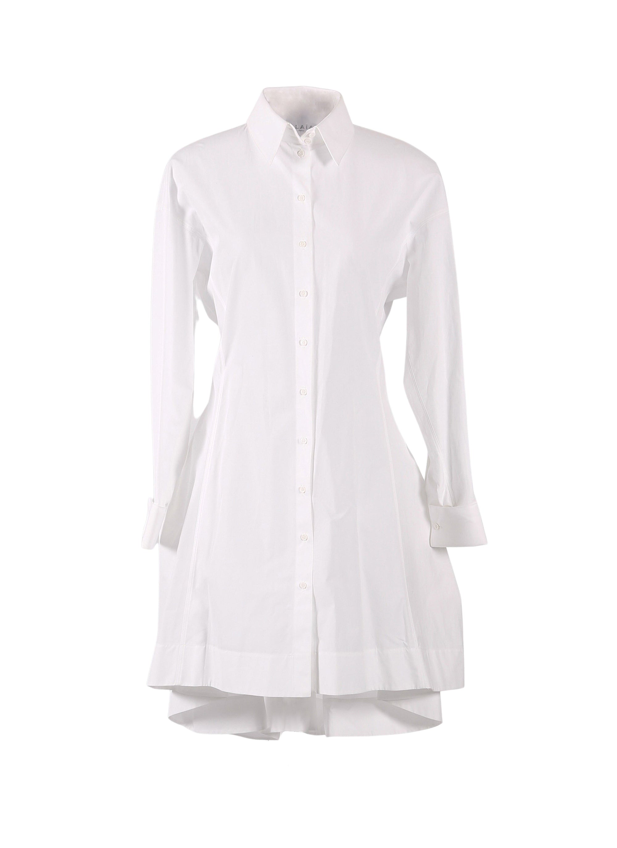 Japanese poplin short shirt dress - White