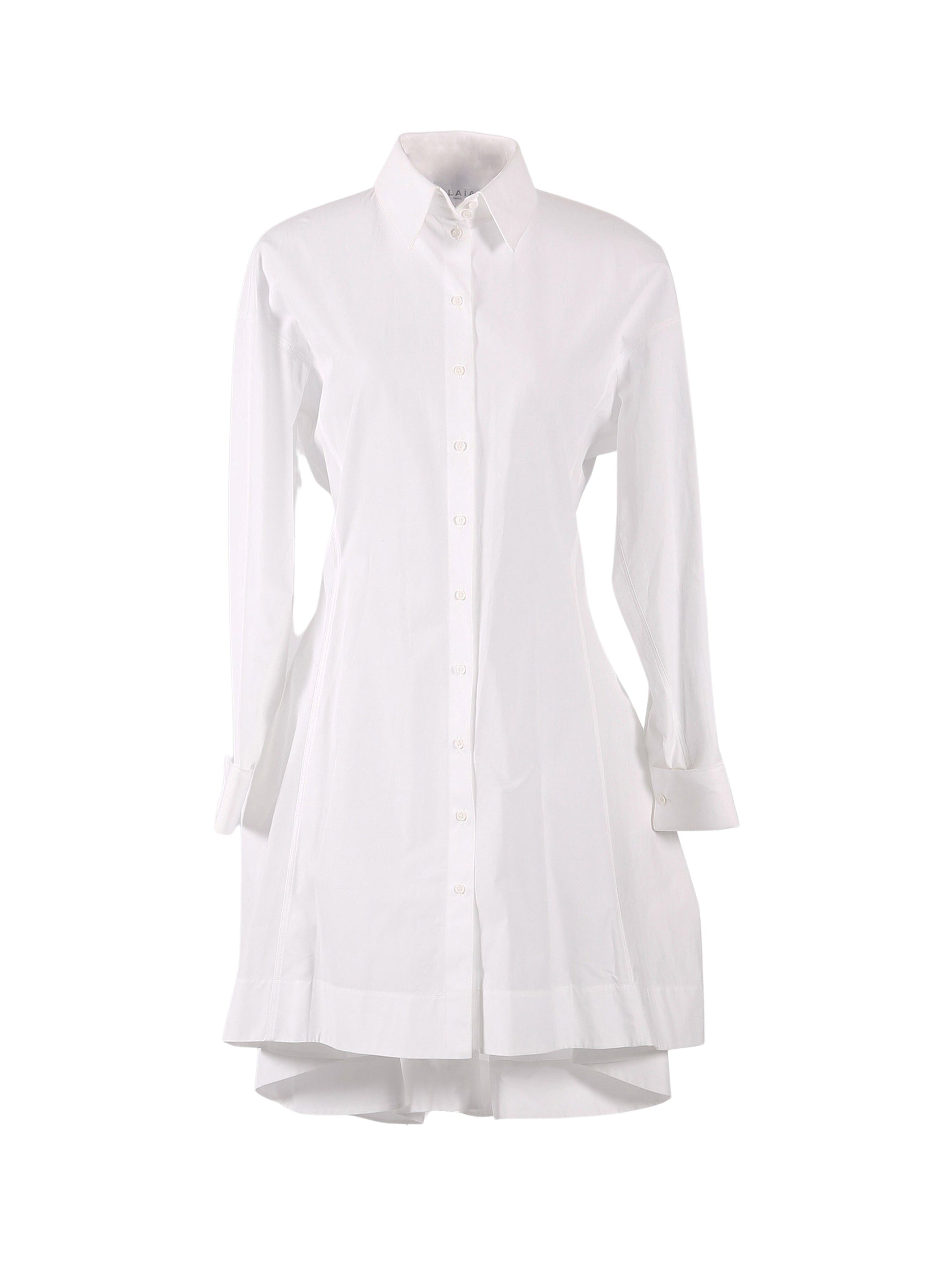 Short shirt dress in cotton poplin - White