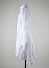 Japanese poplin short shirt dress - White