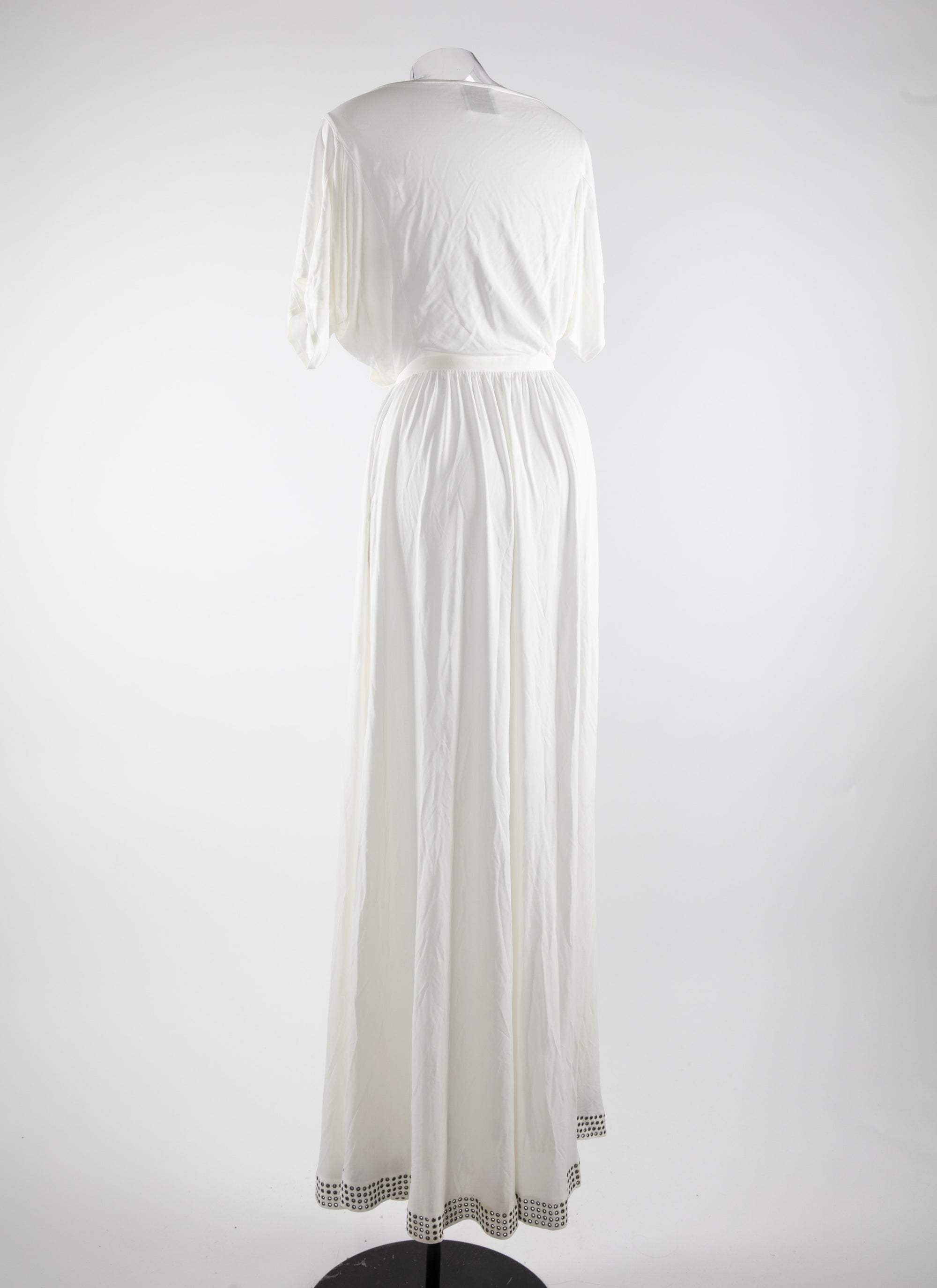 Long flowing dress with short sleeves - White