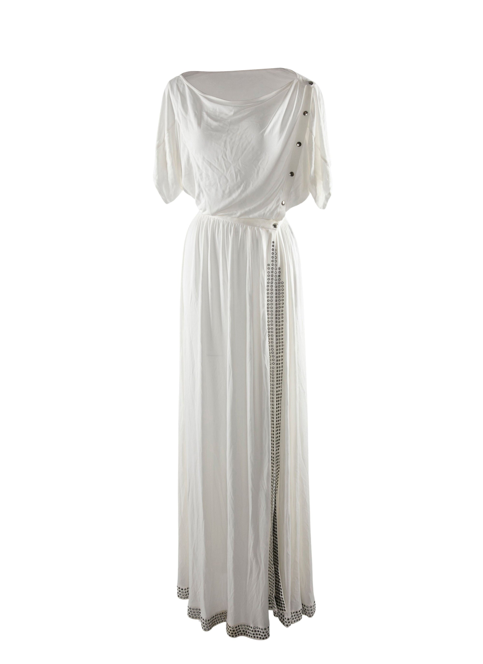 Long flowing dress with short sleeves - White