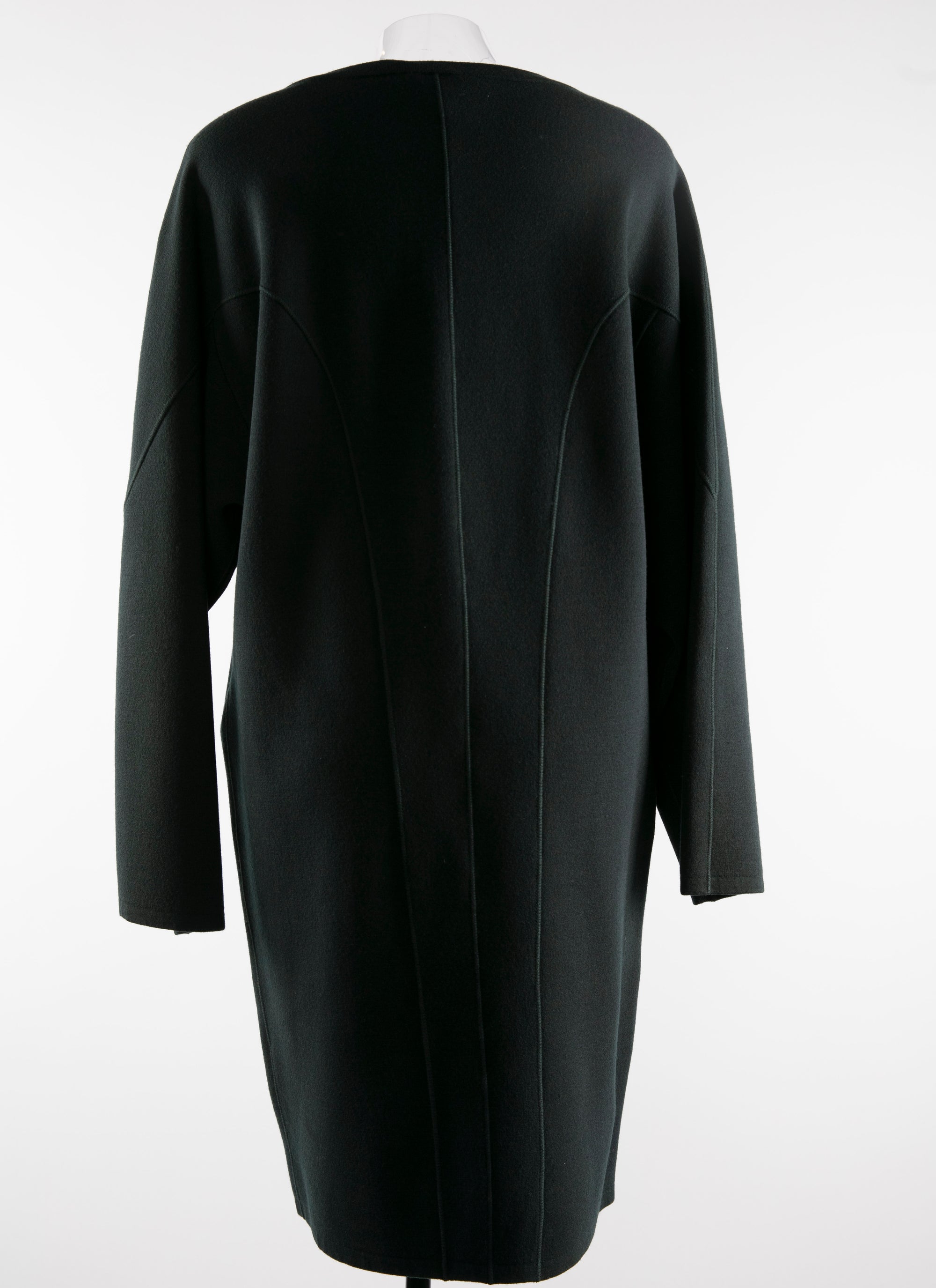 Long-sleeved wool round-neck jumper dress - Forest